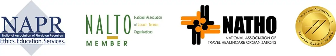 AB Staffing Affiliations - NAPR logo, NALTO logo, NATHO logo, Joint Commission logo